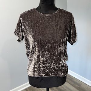 Madewell Crushed velvet velour with silk size XXS bow back top brown